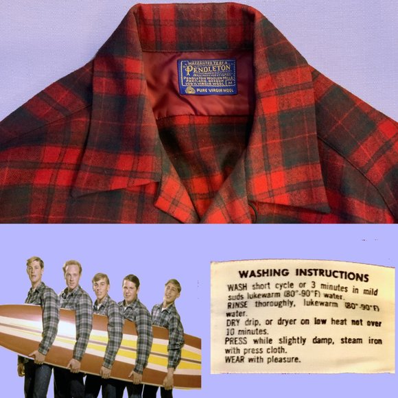 VTG Pendleton 100% Wool Board Shirt(M) Loop Collar - Picture 11 of 15